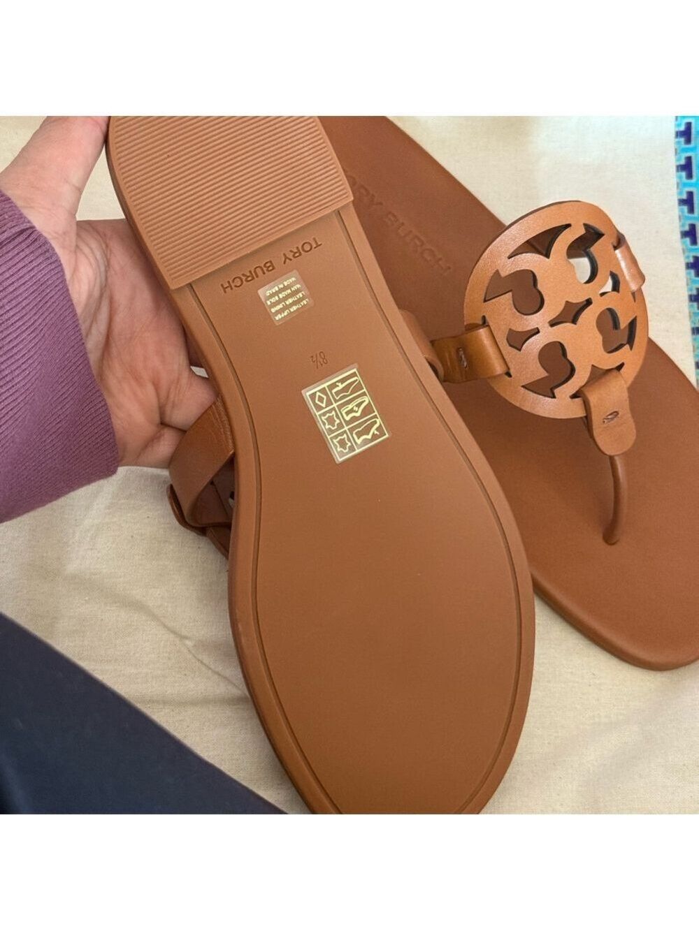New tory burch miller calf leather sandals in Millie/ bourbon color - Picture 4 of 9